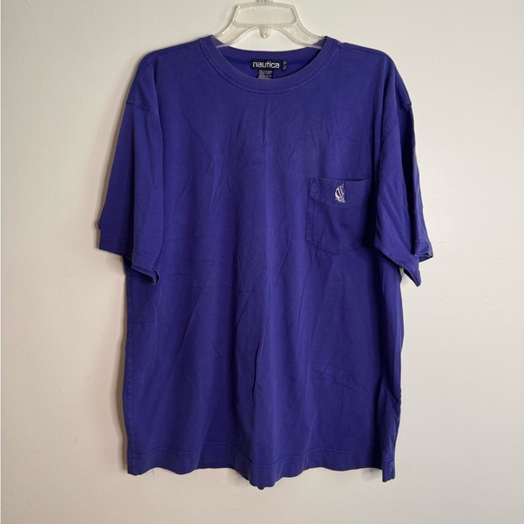 Vintage 90s Nautica Men's Blue T-Shirt (XL) - Picture 1 of 3